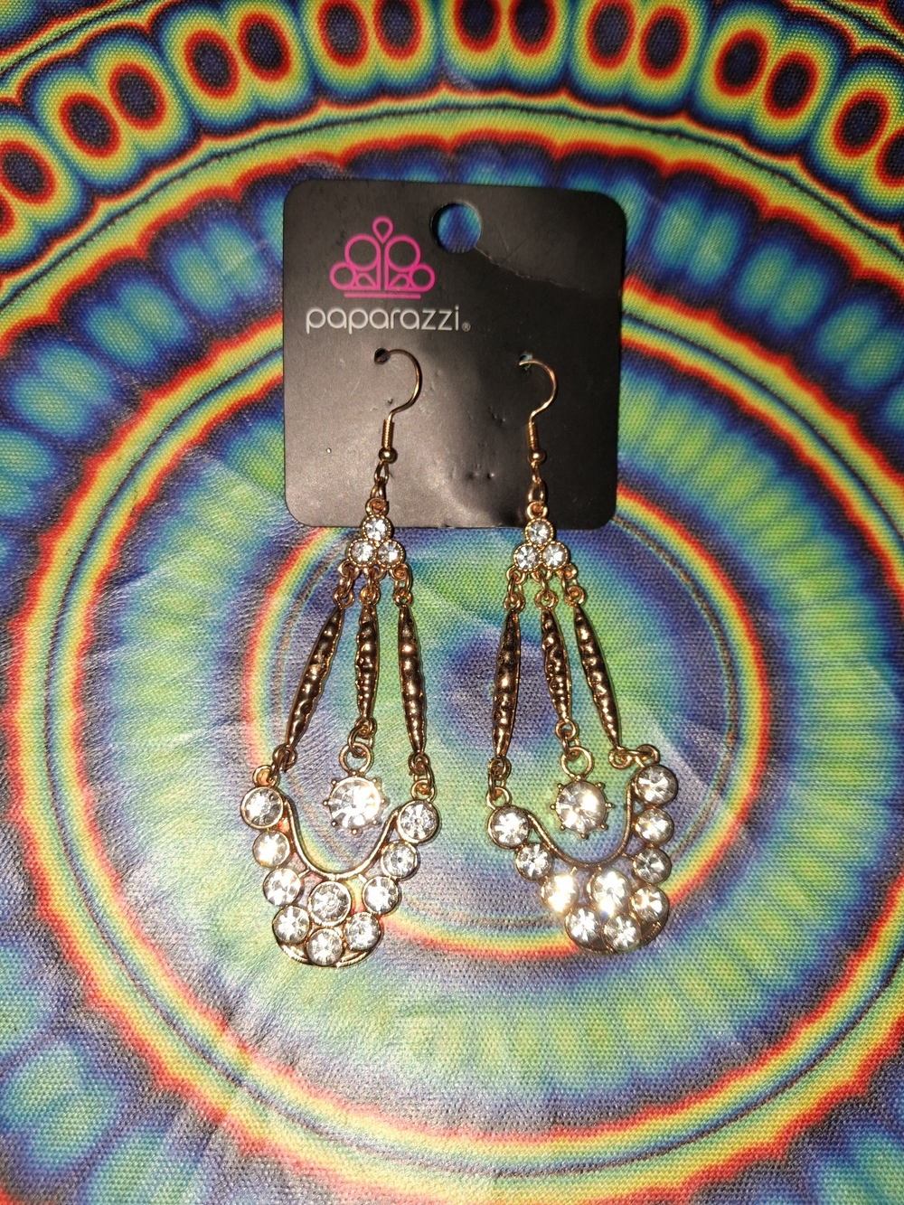 Paparazzi Gold Crystal Cascade Chandelier Earrings